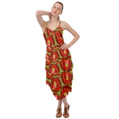 Abstract Rose Garden Red Layered Bottom Dress by Dutashop