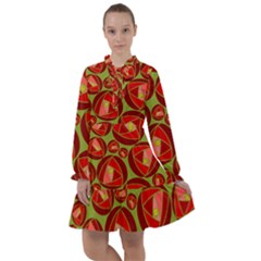 Abstract Rose Garden Red All Frills Chiffon Dress by Dutashop