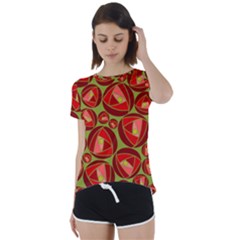 Abstract Rose Garden Red Short Sleeve Foldover Tee by Dutashop