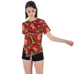 Abstract Rose Garden Red Asymmetrical Short Sleeve Sports Tee