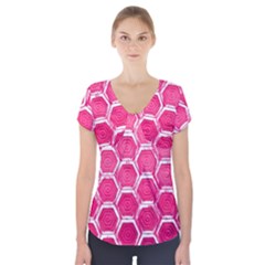 Hexagon Windows Short Sleeve Front Detail Top by essentialimage365