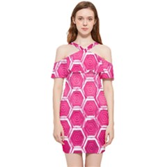 Hexagon Windows Shoulder Frill Bodycon Summer Dress by essentialimage365