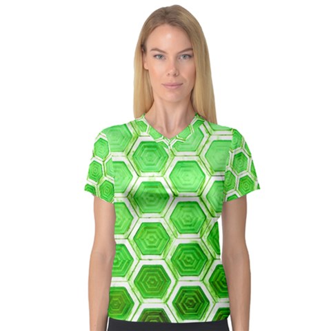 Hexagon Windows V-neck Sport Mesh Tee by essentialimage365