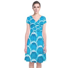 Hexagon Windows Short Sleeve Front Wrap Dress by essentialimage365