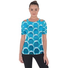 Hexagon Windows Shoulder Cut Out Short Sleeve Top by essentialimage365