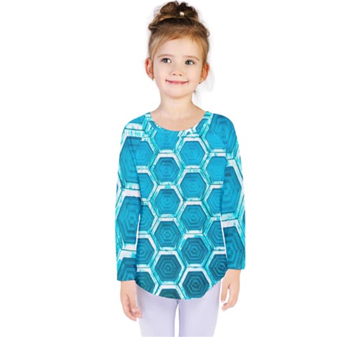 Hexagon Windows Kids  Long Sleeve Tee by essentialimage365