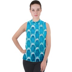 Hexagon Windows Mock Neck Chiffon Sleeveless Top by essentialimage365