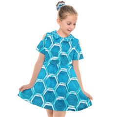 Hexagon Windows Kids  Short Sleeve Shirt Dress by essentialimage365