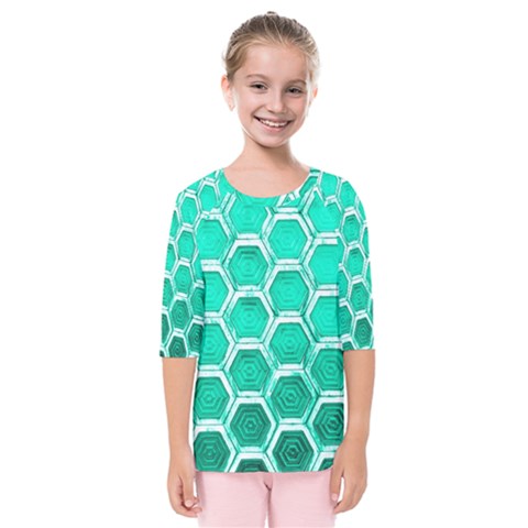 Hexagon Windows Kids  Quarter Sleeve Raglan Tee by essentialimage365