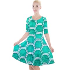 Hexagon Windows Quarter Sleeve A-line Dress by essentialimage365