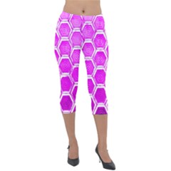 Hexagon Windows Lightweight Velour Capri Leggings  by essentialimage365