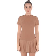 Antique Brass Drop Hem Mini Chiffon Dress