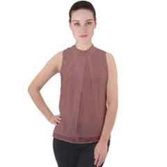 Blast-off Bronze Mock Neck Chiffon Sleeveless Top by FabChoice