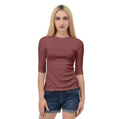 Brandy Brown Quarter Sleeve Raglan Tee by FabChoice