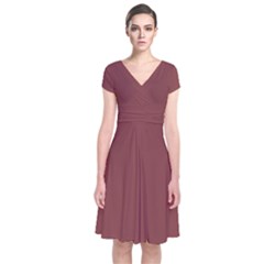 Brandy Brown Short Sleeve Front Wrap Dress