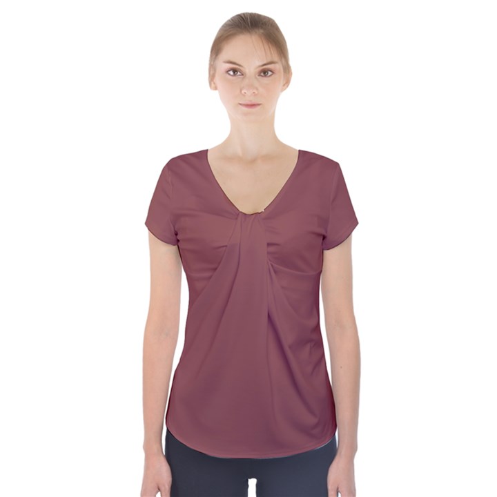 Brandy Brown Short Sleeve Front Detail Top