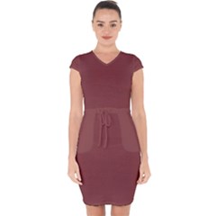 Brandy Brown Capsleeve Drawstring Dress  by FabChoice