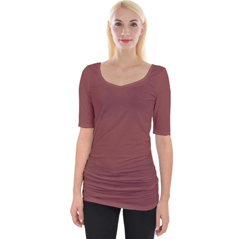 Brandy Brown Wide Neckline Tee by FabChoice