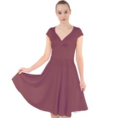 Brandy Brown Cap Sleeve Front Wrap Midi Dress by FabChoice