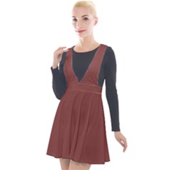 Brandy Brown Plunge Pinafore Velour Dress by FabChoice