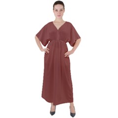 Brandy Brown V-neck Boho Style Maxi Dress