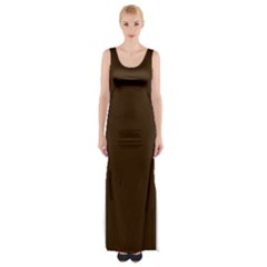 Brunette Brown Thigh Split Maxi Dress by FabChoice