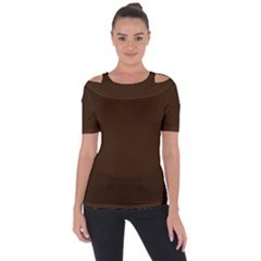 Brunette Brown Shoulder Cut Out Short Sleeve Top by FabChoice