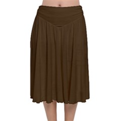 Brunette Brown Velvet Flared Midi Skirt by FabChoice