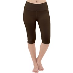 Brunette Brown Lightweight Velour Cropped Yoga Leggings by FabChoice