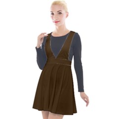 Brunette Brown Plunge Pinafore Velour Dress by FabChoice