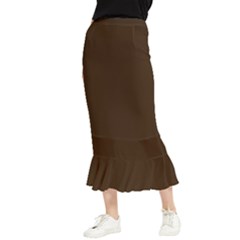 Brunette Brown Maxi Fishtail Chiffon Skirt by FabChoice