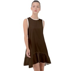 Brunette Brown Frill Swing Dress by FabChoice