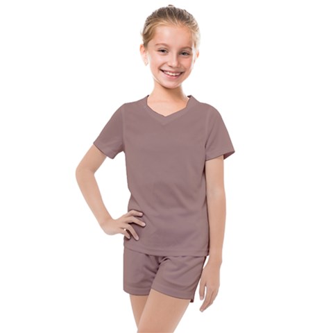 Burnished Brown Kids  Mesh Tee And Shorts Set by FabChoice