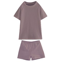 Burnished Brown Kids  Swim Tee And Shorts Set by FabChoice