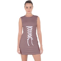 Burnished Brown Lace Up Front Bodycon Dress by FabChoice