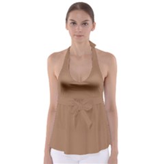 Cafe Au Lait Babydoll Tankini Top by FabChoice