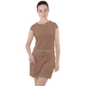 Cafe Au Lait Drawstring Hooded Dress View1