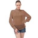 Cafe Au Lait High Neck Long Sleeve Chiffon Top View1