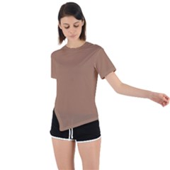 Cafe Au Lait Asymmetrical Short Sleeve Sports Tee by FabChoice