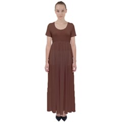 Caramel Cafe High Waist Short Sleeve Maxi Dress by FabChoice