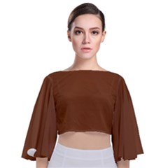 Caramel Cafe Tie Back Butterfly Sleeve Chiffon Top