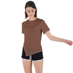 Caramel Cafe Asymmetrical Short Sleeve Sports Tee by FabChoice