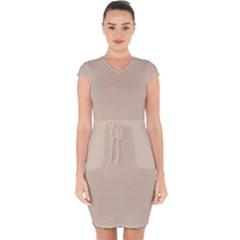 Frosted Almond Capsleeve Drawstring Dress  by FabChoice