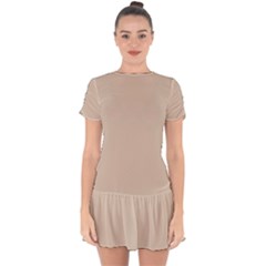 Frosted Almond Drop Hem Mini Chiffon Dress by FabChoice