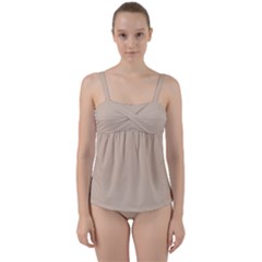 Frosted Almond Twist Front Tankini Set by FabChoice