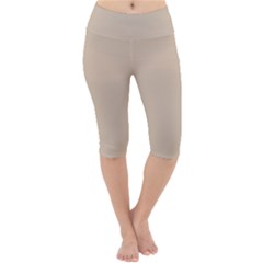 Frosted Almond Lightweight Velour Cropped Yoga Leggings by FabChoice