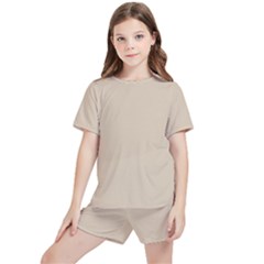 Frosted Almond Kids  Tee And Sports Shorts Set by FabChoice