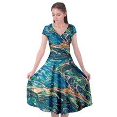 Oceanic Mircoscope  Cap Sleeve Wrap Front Dress by BrenZenCreations