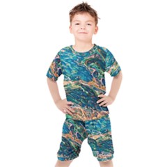 Oceanic Mircoscope  Kids  Tee And Shorts Set by BrenZenCreations