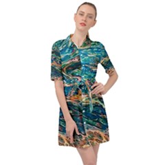 Oceanic Mircoscope  Belted Shirt Dress by BrenZenCreations